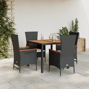 Maison exclusive - ensemble à manger de jardin coussins 5pcs noir résine tressée