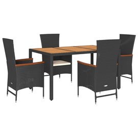 Maison exclusive - ensemble à manger de jardin coussins 5pcs noir résine tressée