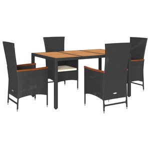 Maison exclusive - ensemble à manger de jardin coussins 5pcs noir résine tressée