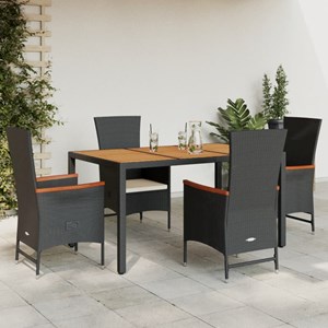 Maison exclusive - ensemble à manger de jardin coussins 5pcs noir résine tressée
