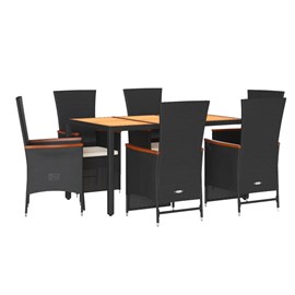 Maison exclusive - ensemble à manger de jardin coussins 7pcs noir résine tressée