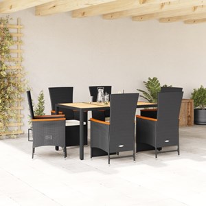 Maison exclusive - ensemble à manger de jardin coussins 7pcs noir résine tressée