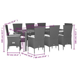Maison exclusive - ensemble à manger de jardin coussins 7pcs noir résine tressée
