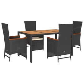 Maison exclusive - ensemble à manger de jardin coussins 5pcs noir résine tressée