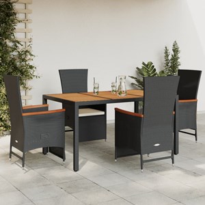 Maison exclusive - ensemble à manger de jardin coussins 5pcs noir résine tressée