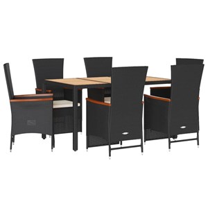 Maison exclusive - ensemble à manger de jardin coussins 7pcs noir résine tressée
