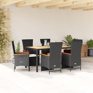 Maison exclusive - ensemble à manger de jardin coussins 7pcs noir résine tressée