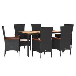 Maison exclusive - ensemble à manger de jardin coussins 7pcs noir résine tressée