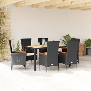 Maison exclusive - ensemble à manger de jardin coussins 7pcs noir résine tressée