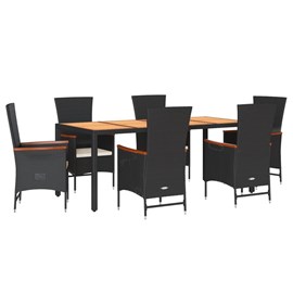 Maison exclusive - ensemble à manger de jardin coussins 7pcs noir résine tressée