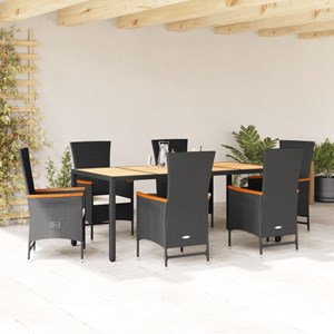 Maison exclusive - ensemble à manger de jardin coussins 7pcs noir résine tressée
