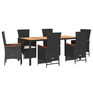 Maison exclusive - ensemble à manger de jardin coussins 7pcs noir résine tressée