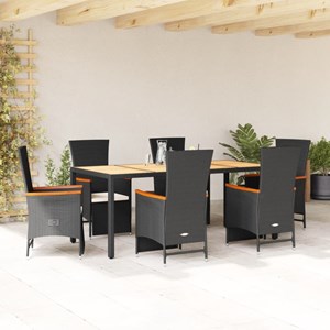 Maison exclusive - ensemble à manger de jardin coussins 7pcs noir résine tressée