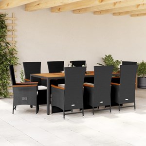 Maison exclusive - ensemble à manger de jardin 9pcs coussins noir résine tressée