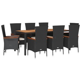 Maison exclusive - ensemble à manger de jardin 9pcs coussins noir résine tressée