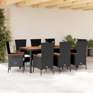Maison exclusive - ensemble à manger de jardin 9pcs coussins noir résine tressée