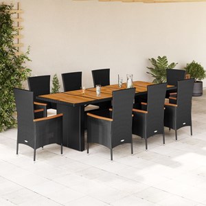 Maison exclusive - ensemble à manger de jardin 9pcs coussins noir résine tressée