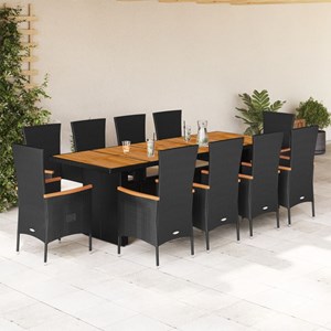 Maison exclusive - ensemble à manger de jardin 11 pcs coussins noir résine tress