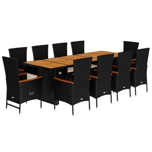 Maison exclusive - ensemble à manger de jardin 11 pcs coussins noir résine tress