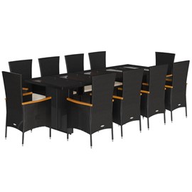 Maison exclusive - ensemble à manger de jardin 11 pcs coussins noir résine tress