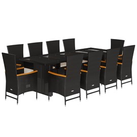 Maison exclusive - ensemble à manger de jardin 11 pcs coussins noir résine tress