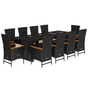 Maison exclusive - ensemble à manger de jardin 11 pcs coussins noir résine tress