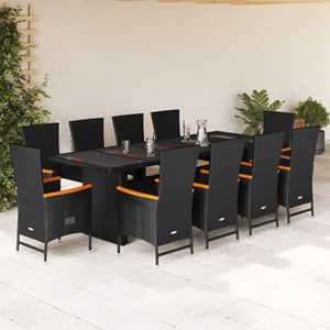 Maison exclusive - ensemble à manger de jardin 11 pcs coussins noir résine tress