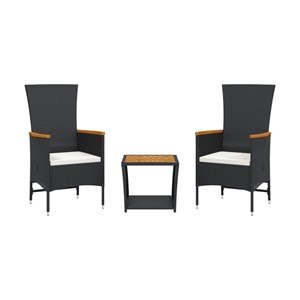 Maison exclusive - ensemble à manger de jardin avec coussins 3 pcs noir