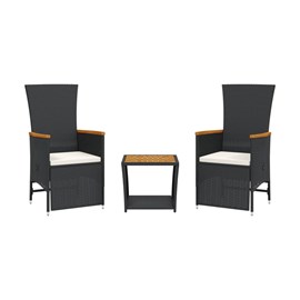 Maison exclusive - ensemble à manger de jardin avec coussins 3 pcs noir