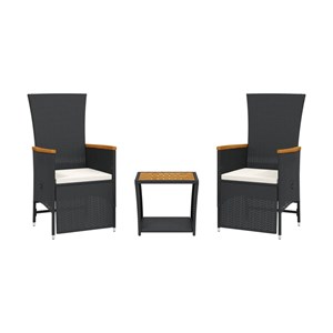 Maison exclusive - ensemble à manger de jardin avec coussins 3 pcs noir