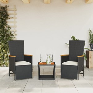 Maison exclusive - ensemble à manger de jardin avec coussins 3 pcs noir
