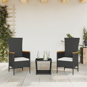Maison exclusive - ensemble à manger de jardin avec coussins 3 pcs noir