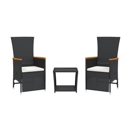 Maison exclusive - ensemble à manger de jardin avec coussins 3 pcs noir