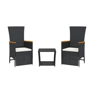 Maison exclusive - ensemble à manger de jardin avec coussins 3 pcs noir