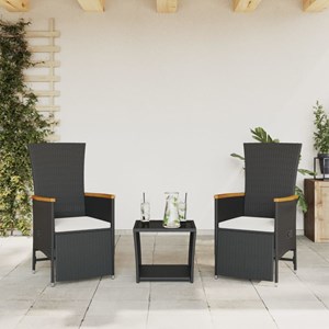 Maison exclusive - ensemble à manger de jardin avec coussins 3 pcs noir