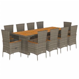 Maison exclusive - ensemble à manger de jardin 11pcs avec coussins gris poly rot