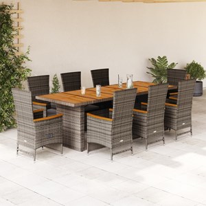 Maison exclusive - ensemble à manger de jardin 9 pcs coussins gris résine tressé