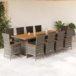 Maison exclusive - ensemble à manger de jardin 11pcs avec coussins gris poly rot