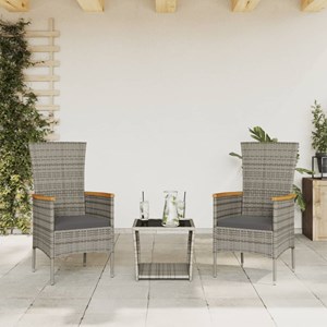 Maison exclusive - ensemble à manger de jardin 3 pcs coussins gris résine tressé