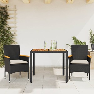 Maison exclusive - ensemble à manger de jardin et coussins 3 pcs noir rotin acac