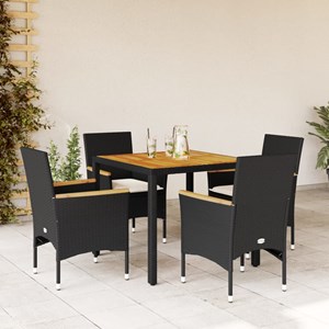 Maison exclusive - ensemble à manger de jardin et coussins 5 pcs noir rotin acac