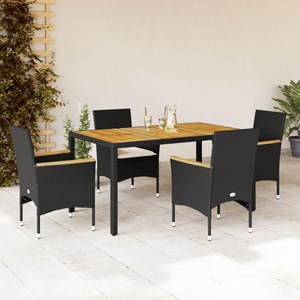 Maison exclusive - ensemble à manger de jardin et coussins 5 pcs noir rotin acac