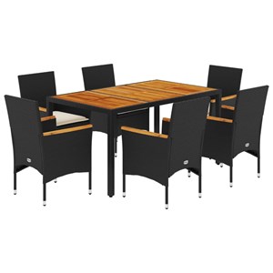 Maison exclusive - ensemble à manger de jardin et coussins 7pcs noir rotin acaci