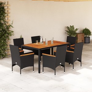 Maison exclusive - ensemble à manger de jardin et coussins 7pcs noir rotin acaci