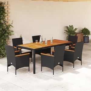 Maison exclusive - ensemble à manger de jardin et coussins 7pcs noir rotin acaci