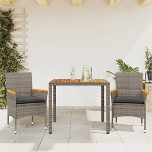 Maison exclusive - ensemble à manger de jardin et coussins 3 pcs gris rotin acac