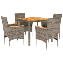 Maison exclusive - ensemble à manger de jardin et coussins 5 pcs gris rotin acac