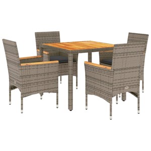 Maison exclusive - ensemble à manger de jardin et coussins 5 pcs gris rotin acac