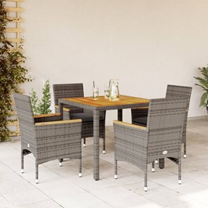 Maison exclusive - ensemble à manger de jardin et coussins 5 pcs gris rotin acac