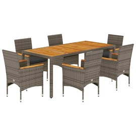 Maison exclusive - ensemble à manger de jardin et coussins 7 pcs gris rotin acac